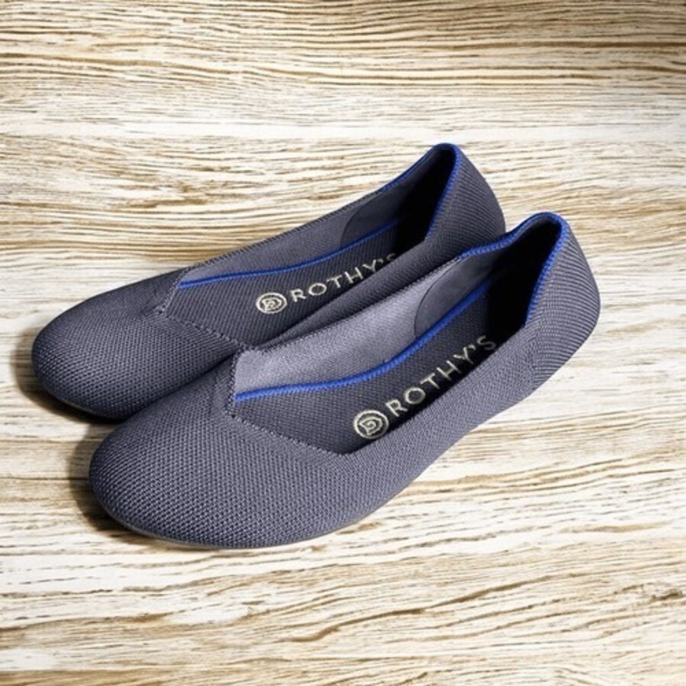 Rothy's Navy Blue Round Toe Slip On Ballet Flat‎ Women 7 China Fabric
